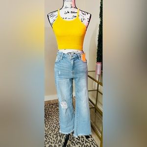 Risen cropped jeans